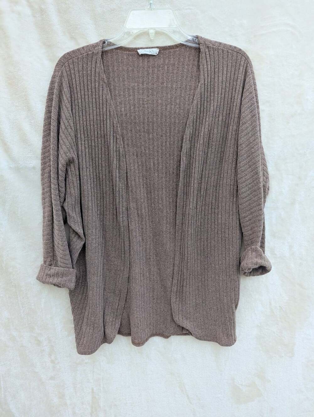 Olivia Rae Brown Ribbed Open Front Cardigan Sweater Size L